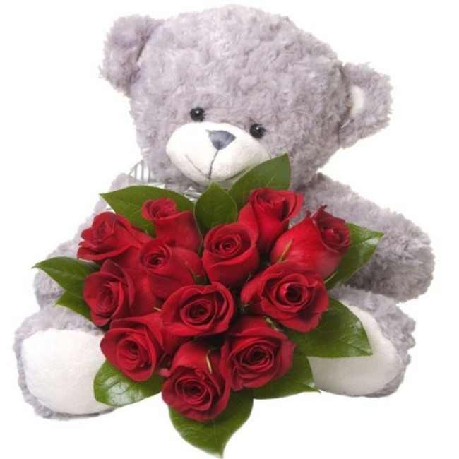 Букет цветов "Сердечный мишка" Букет цветов "Сердечный мишка"